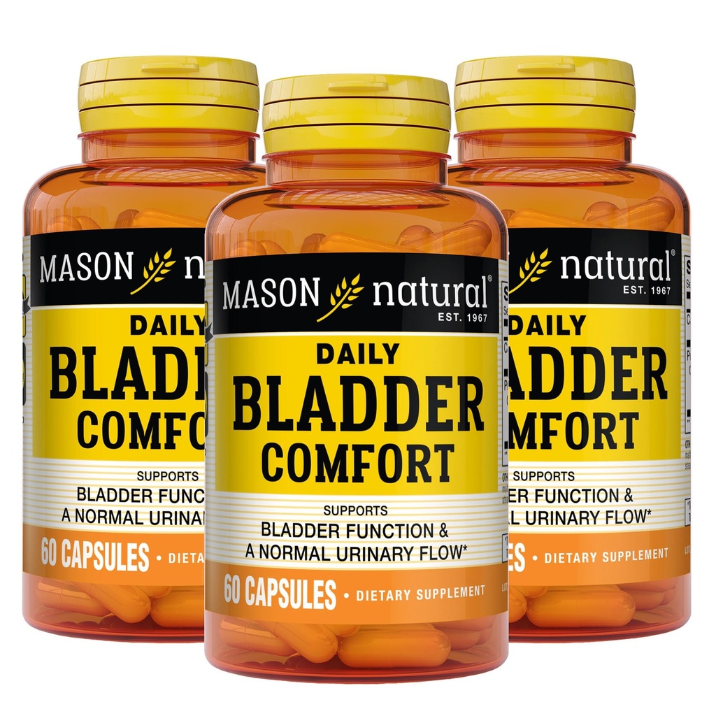 Mason Natural Daily Bladder Comfort, 30, Day Suply, dengan Kalsium, Pumpkin Seed, dan Soy Germ untuk mendukung Fungsi Bladder Normal, 60 Kapsul (Paket 3)