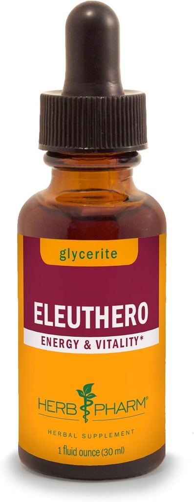 Herb Pharm Eleuthero Root Liquid Glycerite for Energy and Stamina, Alcohol- Free Glycerite, 1 Fl Oz