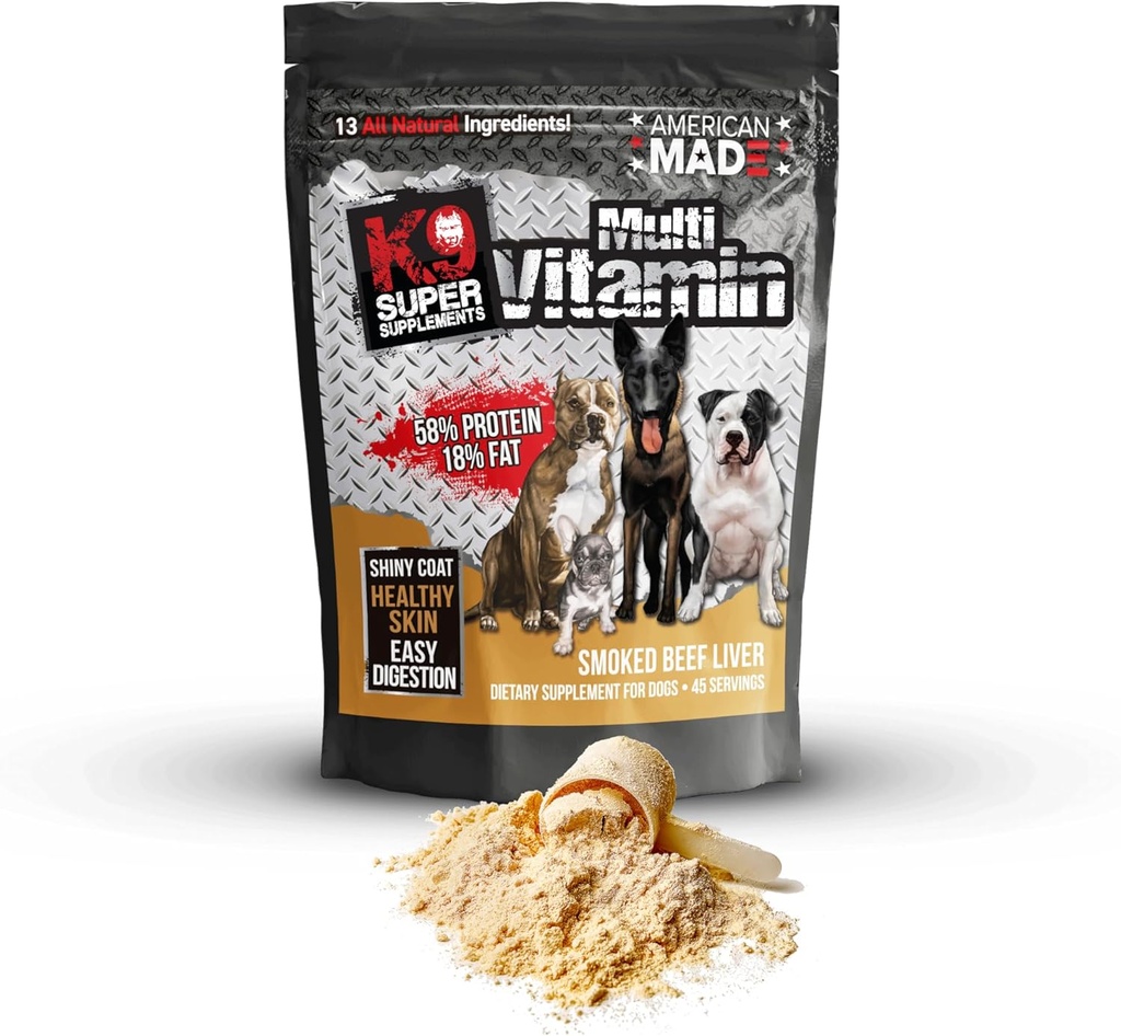 K9 Multivitamin, Nutrient- Dense Pet Supplement, Boosts Imunity, Muscle Growth, Ditrable, Coat Health (45 Servis)
