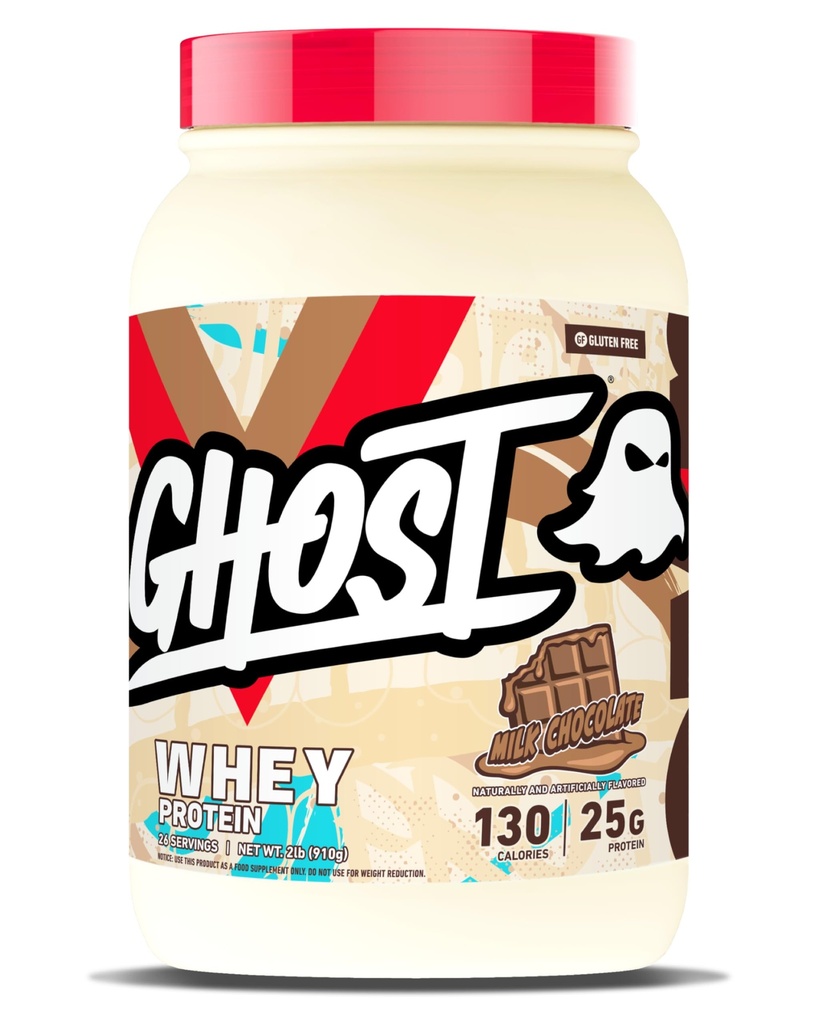 GHOST Whiy Protein Powder, Milk Chocolate - 2LB, 25G of Protein Blend - Whey Protein Blend