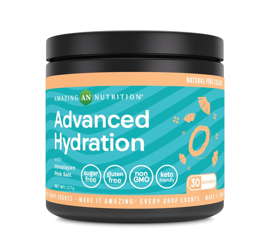 Amazing Nutrection Advanced Hydration, Electrolyte Powder 30 Servings: 124; Dikemas dengan Estial Minemary 124; Sugar-Free Keto Friendly 124; Non-GMO 124; Gluten- Free (Natural Pina Colada)