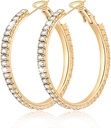 Big Large 925 Sterling Silver Hoop Earrings Untuk Women Pave Crystal 14k Plated Gold Hoops Earring untuk Women Thin Cubic Zirconia Pernyataan Rhinestone Jewelry Non Tarnish Hipolergenik