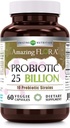 Amazing Flora Probiotic Supplement: 124; 25 Miliar-10 Strains 124; 60 Vevgie Capsules 12.4; Non-GMO 124; Gluten- Free 124; Dibuat di USA