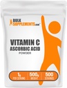 BulkSuplements.com Accorbic Acid Powder - Vitamin C Suplemen, untuk Dukungan Imune - Acibia Acid Grade, Gluten Bebas, 1g per Serving, 500g (1,1 lbs) (Paket 1)