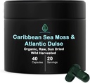 Holistic Bin Organic Sea Moss capsules 100% Pure Caribbean Sea Moss + Dulse Seaweed 124; Wild Harowed 124; No Fillers 124; Rich in Antioksidants, Minedin, dan Iodin (40 Capsules)