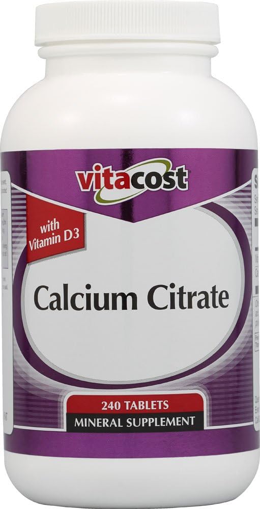 Vitacost Calcium Citrate dengan Vitamin D3- 1000 mg per Serving - 240 Tablet