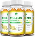 (3 Pack) 9 dalam 1 Mumlein gummies untuk Lung Cleanse & Detox, Ekstra Kekuatan Mullein Ekstrate w / Quercetin, Bromelain, Elderberry & Marshmallow untuk Repiratory, Imune & Digetical, Vegan, 180 Count