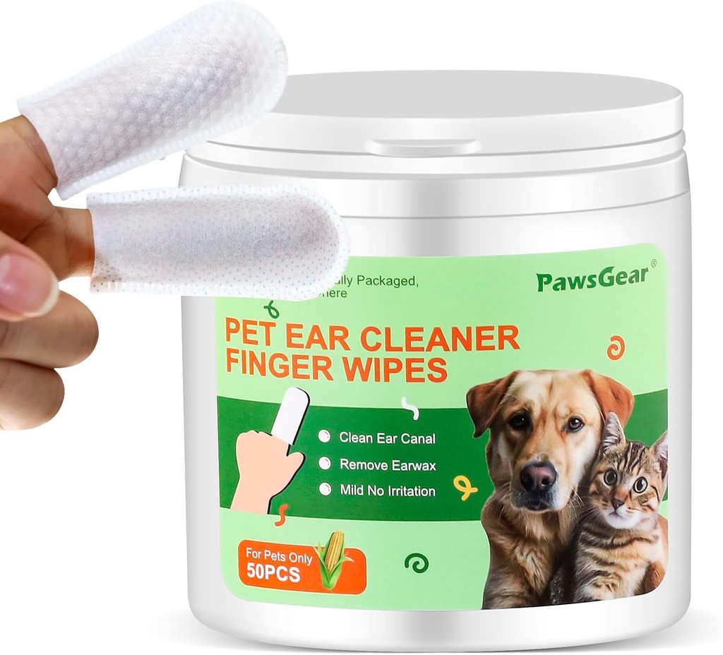Dog and Cat Ear Wipes - Cleaning Lembut, Menghilangkan Bau Yang Tidak Menyenangkan, Dibuat dari Tanaman Ekstraksi, 50 Wipes