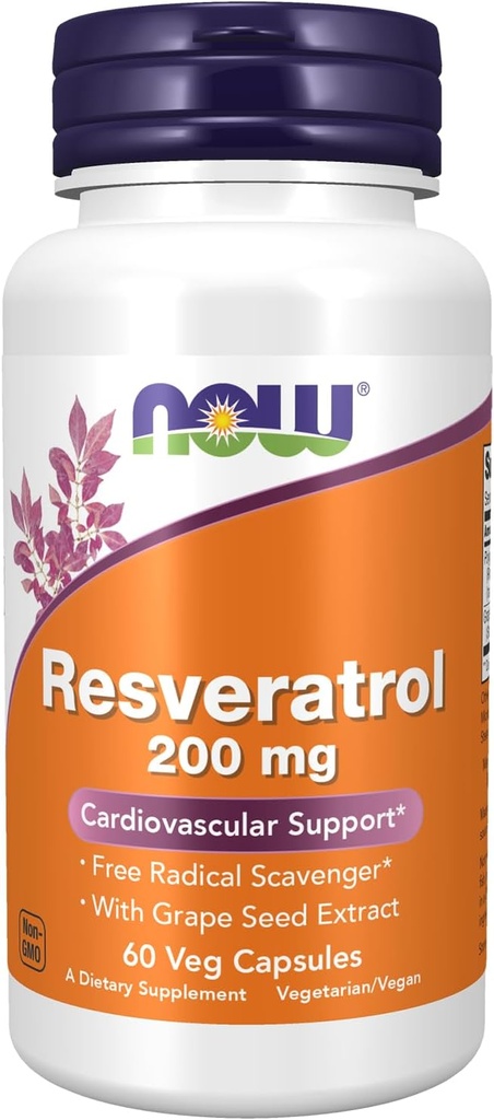Sekarang Foods Resveratrol 200 mg dengan Ekstrak Benih Grape - 60 Veg Capsules