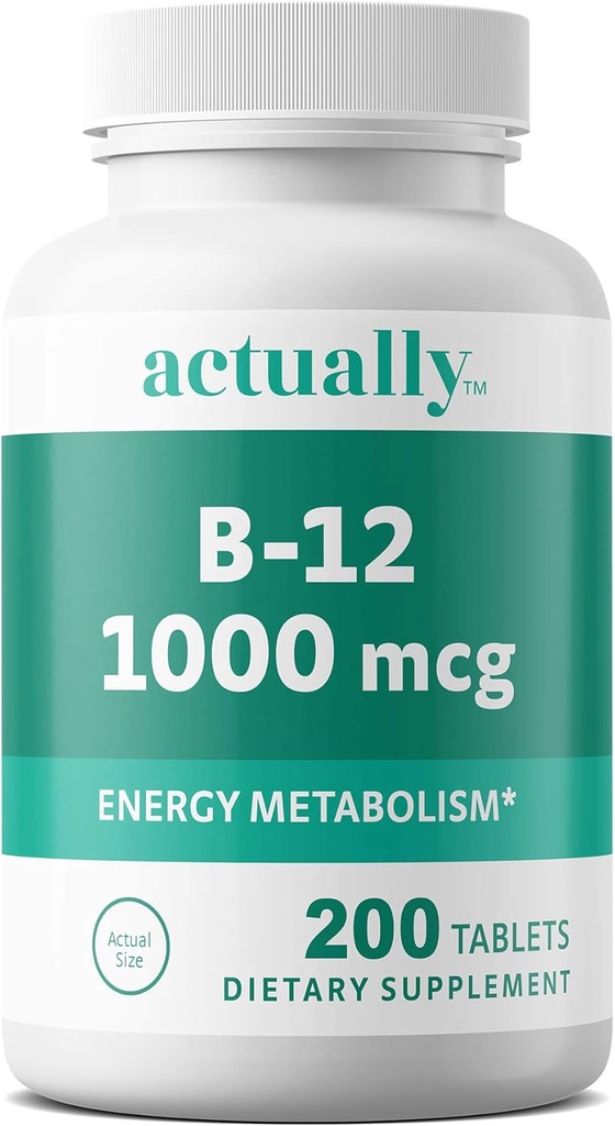 Sebenarnya Vitamin B12 100mcg Tablet Energi 200 Metabolisme untuk Dewasa, Pasokan 200 Hari