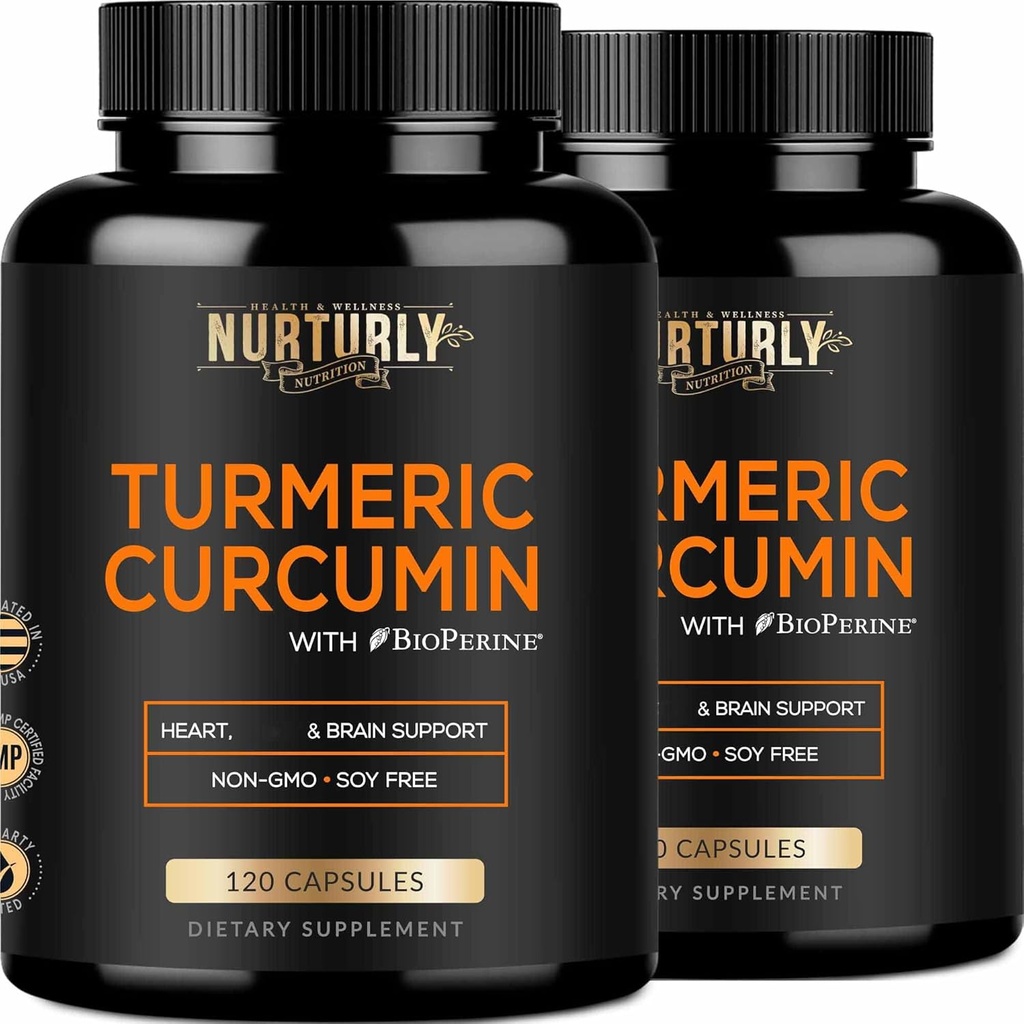 Turmeric Curcumin dengan BioPerine Black Pepper dan 95% Curcuminoid - Suplemen Turmeric Tinggi 1300mg untuk Kesehatan HEarth - Non-GMO, Gluten Free - 240 Capsules