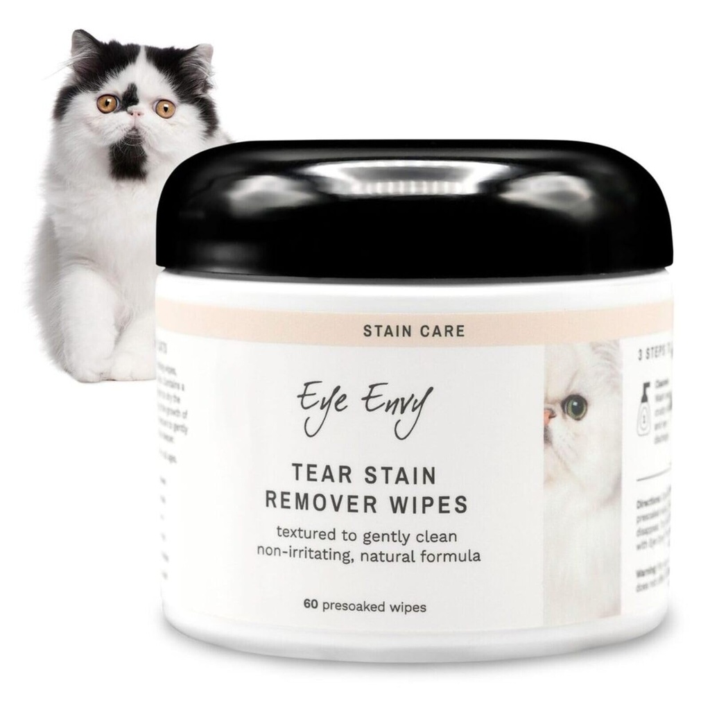Eye Envy Tear Stain Wipes for Cats. 100% Formula Alam. Disarankan oleh Persian & Exotic Breeders, Vets, Groomers. Amerika Serikat Dibuat. 60 Cat Eye Wipes