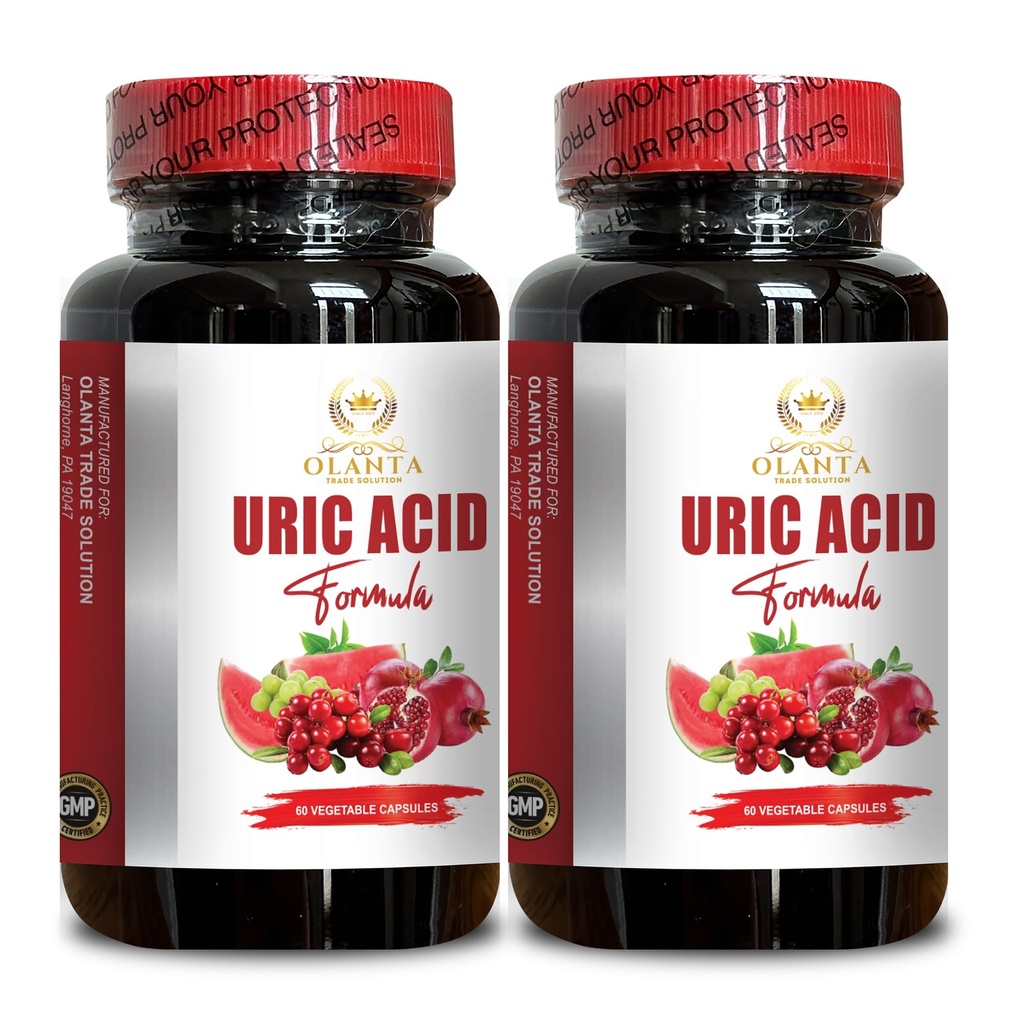 Support URIC Acid - Kembalikan Comfort Gabungan, Mobilitas, Fleksibilitas, Termasuk Tart Cherry, Chanca Piedra, Ekstrak Celery & Turmeric - 2 Botol 120 Capsules