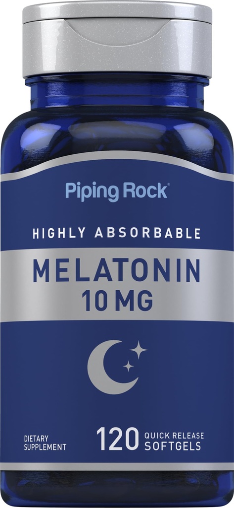 Piping Rock Melonatin 10mg 124; 120 Softgel Capsules 124; Quick Rilis Supplement 12.4; Sangat Absorbable 124; Non-GMO, Gluten Free