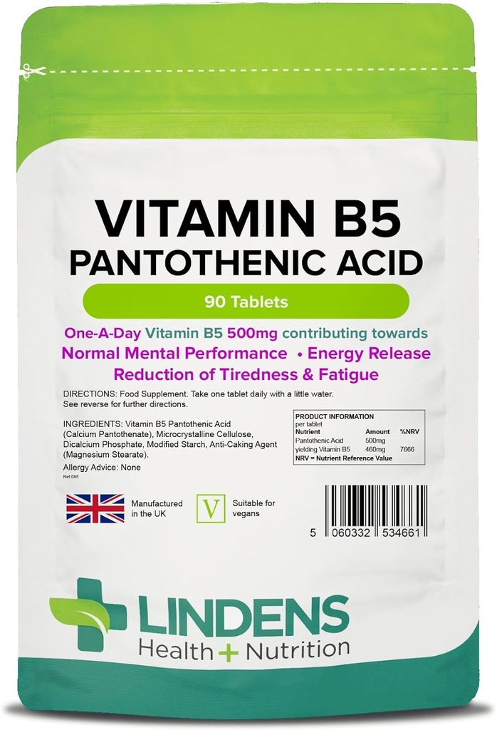 Lindens Vitamin B-5 B5 100 x 460mg Tablet (Acid Panthenic)