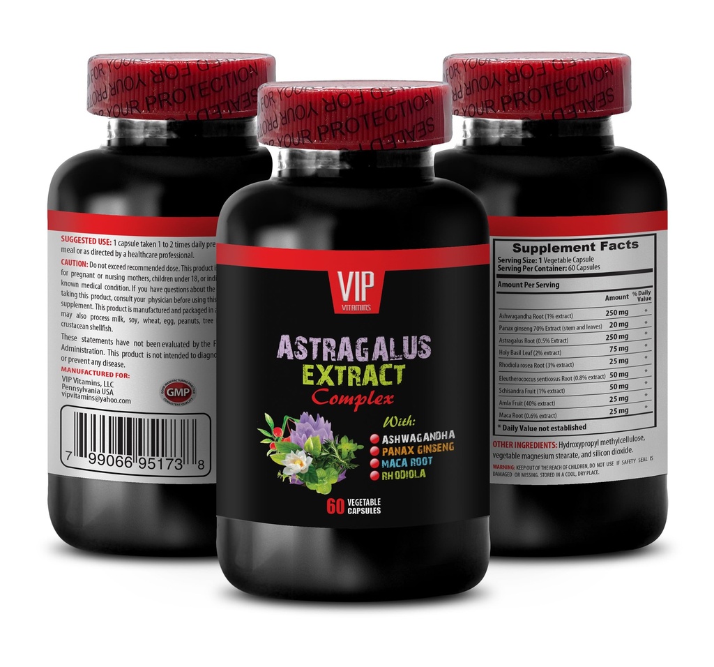 astragalus complex - ASTRAGALUS EXTRACT COMPLEX dengan Ashwagandha, Panax ginseng, Astragalus, Maca - suci kapsul kemangi, astragalus dukungan imun, astragalus ekstrak kapsul 1 Bottle 60 Capsules