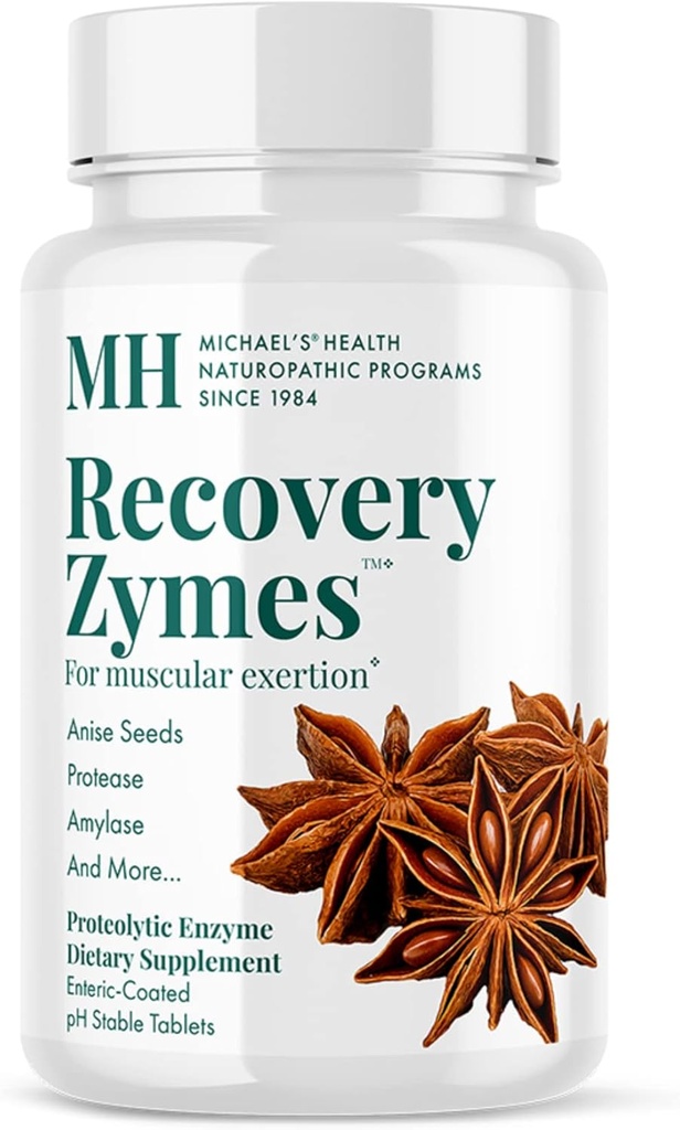 Program Kesehatan MICHAEL Naturopathic Recovery Zymes - 180 Programs Enflammatory Consiic Coated pH Stable Tablets - Protolytic Enzyme Supplemen - Mendukung Respon Inflammatory Natural - 30