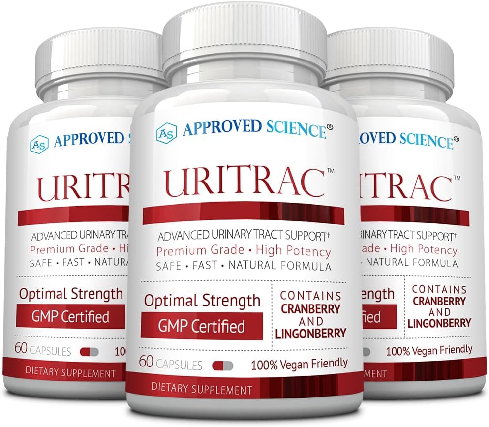 Approved Science ® Uritrac ™ - UTI Dukung - Cranberry, D- Mannose, Lingonberry - Vegan Friendly - 60 Capsules per Botol - Paket 3