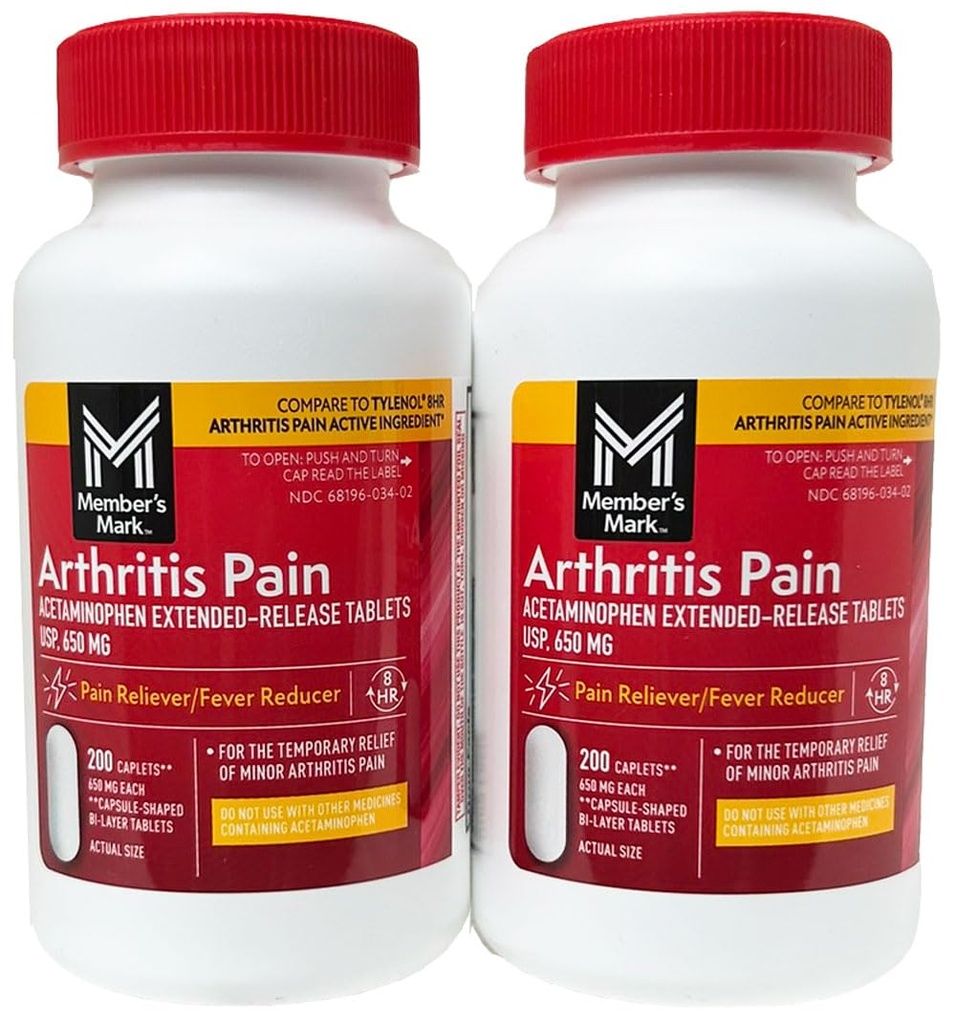 Bandingkan dengan Tylenol Arthritis Ingrediens Aktif. Tanda Anggota Arthritis Pain Reliever, Extended Rilis, Acetaminophen 650 mg, 400 CapletsQ