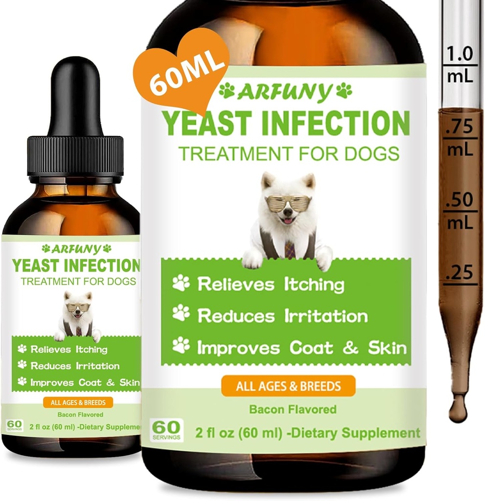 Perawatan Infeksi Yeast Alami untuk Relief Infeksi Anjing; 60ML Pendukung Kesehatan Itch Relief 124;