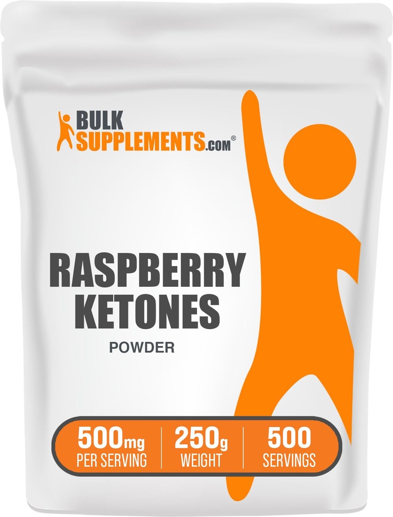 BulkSuplements.com Raspberry Ketones Powder - Raspberry Ketones Suplement, Antioksidant Source - untuk Dukungan Energi, Gluten Bebas, 500mg per Serving, 250g (8.8 oz) (Paket 1)