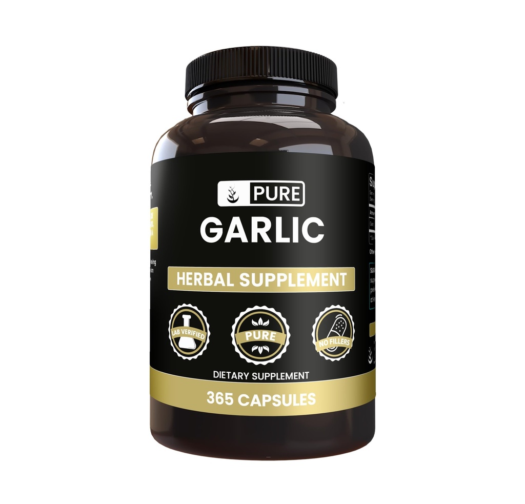 Murni Extract Bawang Putih Asli (365 Capsules) No Magnesium Or Rice Fillers, Always Pure, Lab Verified