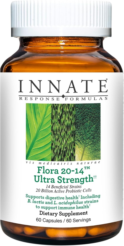 Response Formula Flora 20-14 Ultra Probiotic Suplemen dengan 20 Milyar CFU - 14 Strains Probiotik - Vegetarian dan Non- GMO - Dibuat tanpa 9 Food Alergens - 120 Caps Schulules
