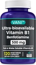 2 dalam 1 Enhanced Formula: Vitamin B1 dengan Benfotiamine 500mg, Suplemen Solutable Fat dari Vitamin B-1, 500 mg - 120 Capsules (1)