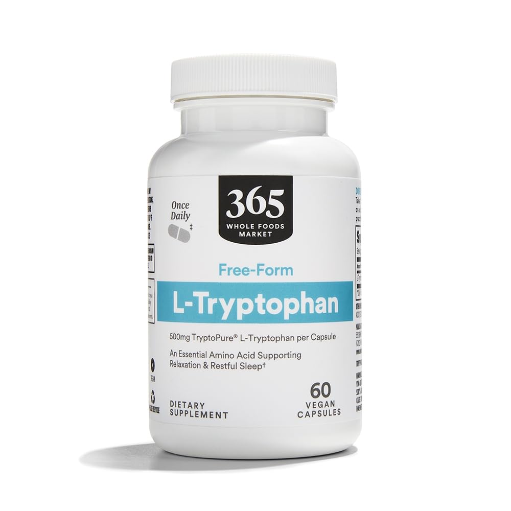 365 oleh Whole Foods Market, Free- Formulir L- Tryptophan 500mg, Vegan, 60 Kapsul