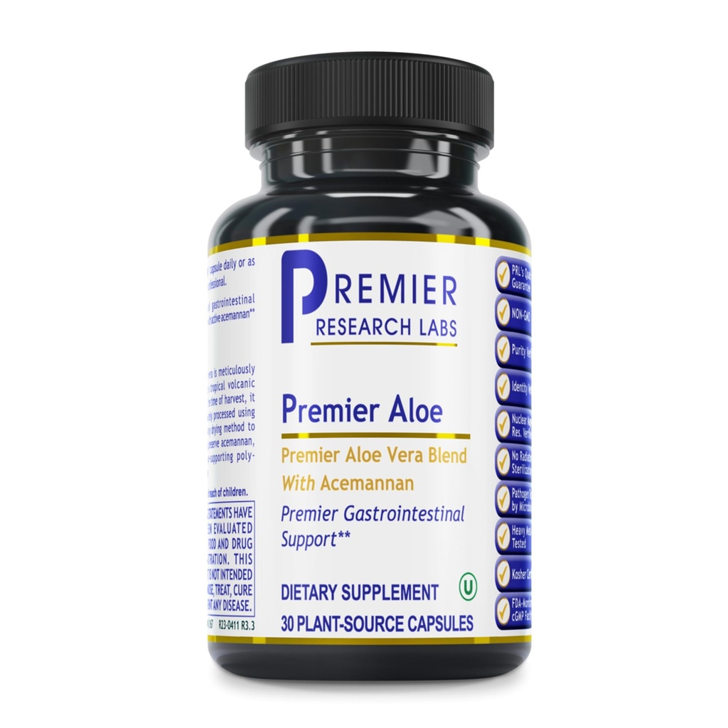 Premier Research Labs Premier Aloe - Aloe Vera Capsules, Aloe Vera Supplement, Acemannan, Aloe Pills for Digetical Health & Imune Dupport, Aloe Gel Extract Caps - 30 Vegetarian Capsules