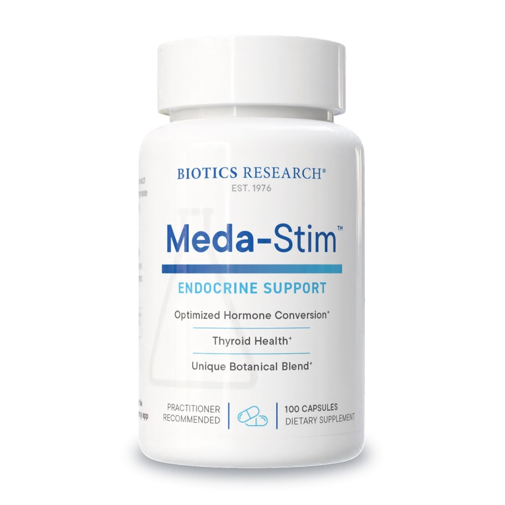 Biotik Research Meda Stim Dukung Fungsi Endokrin, Nutonasional Dukungan untuk Gland Thyroid, T3 Sehat, T4, Thyroxine Levels, Kesehatan Metabolic, Berisi Iodium, Selenium, Magnesium, 100 Kapsul