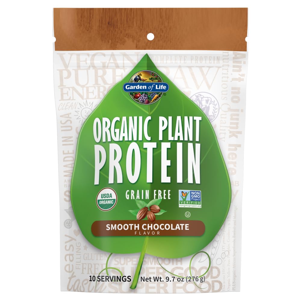 Garden of Life Organic Plant Protein Smooth Powder, 10 pelayan - Vegan, Grain Free Plant Bebas Gluten Based Shake dengan 1 Milyar Provinsi CFU & Enzymes, 15g Protein