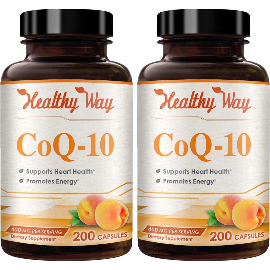 Koenzim Q10 400mg CoQ10 Tambahan - Setelah Daily Coq 10 400 mg Powsules untuk Heally Heart Antioksidant dan Energi Dukungan - Non-GMO Quick Absorpsi Ubiquinone Q10 Koenzim (200 Pelayan)