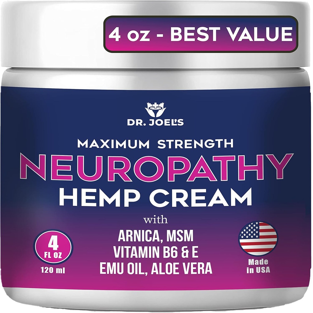 Dr. JOEL 'S Neuropathy Cream - Maximum Strength Nerve Relief Cream for Feet, Hands, Legs - 4 OZ Large - Made in USA