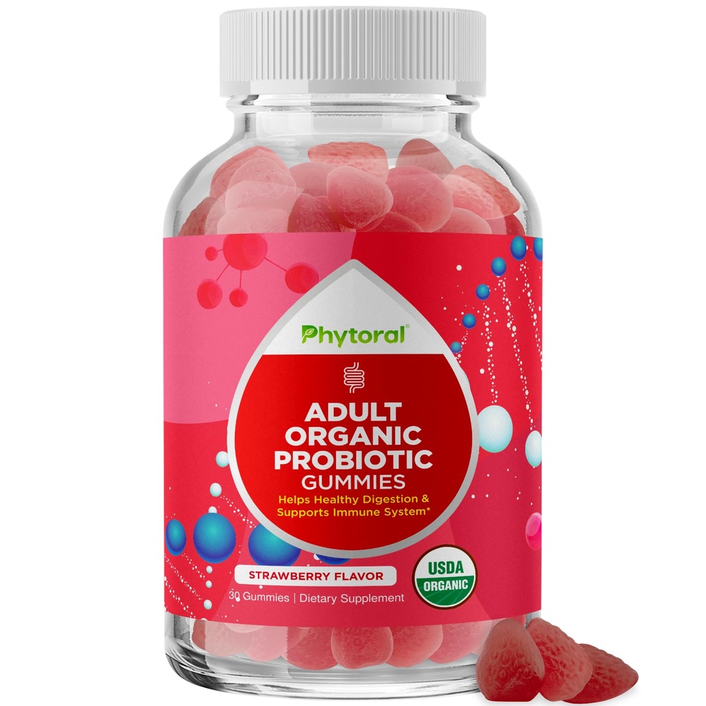 Gubiotik Probiotik Sehat untuk Orang Dewasa - Probilisasi Organik untuk Penangguhan Kesehatan Gut Relief dan Dukungan Imune - Kesehatan Digetical Probiotic Gummies untuk Perempuan dan Pria - 5 Milyar CFU