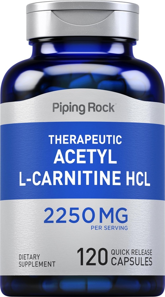 Piping Rock Acetyl L- Carnitine HCL 124; 2250mg 124; 120 Capsules 124; Therapeutic Supplement = 124; Non-GMO, Gluten Free