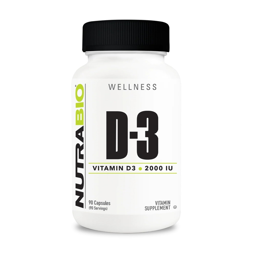 NutraBio Vitamin D (2000 IU), Dukungan Imune - 90 Kapsul Vegetable