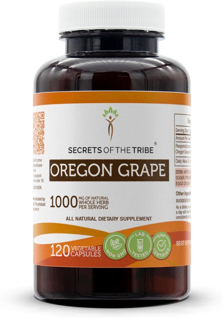 Rahasia Suku Oregon Grape 120 Capsules, 1000 mg, bertanggung jawab farmed Oregon Grape (Mahonia akuifolium) Root kering (120 Capsules)