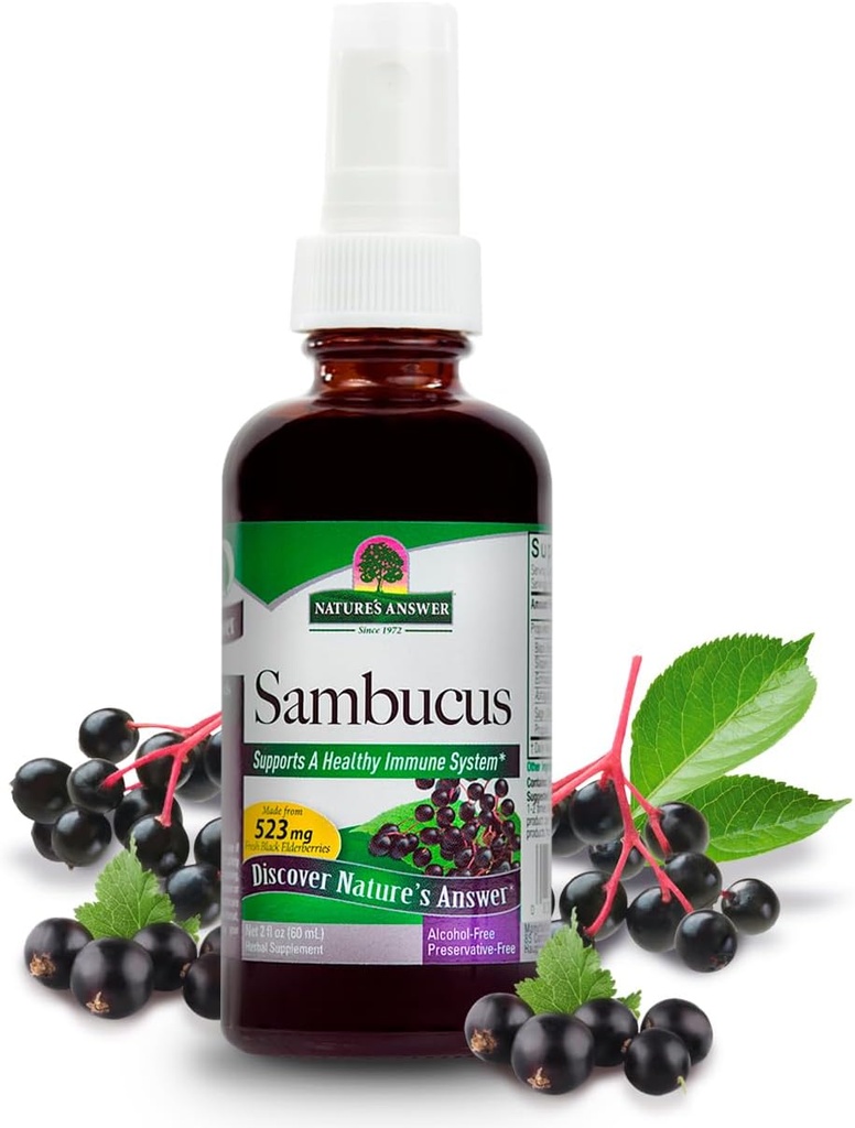 Nature 's Respons Sambucus Spray 124; Support a Healthy Immune System 124; Infused with Slippery Elm, Sage & Echinaea 124; Alcohol- Free, Gluten- Free, Kosher Certifikasi & No Preservatives 2oz