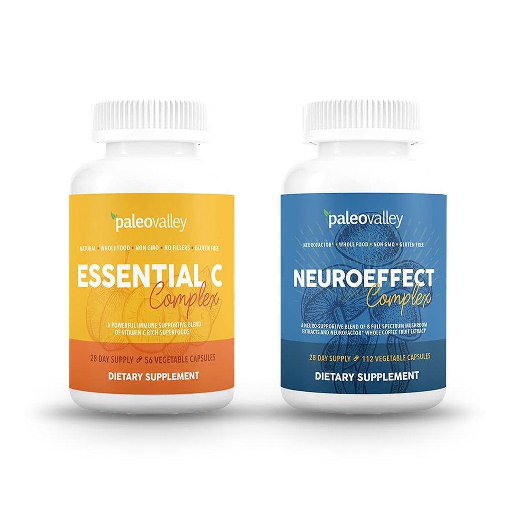 Pelangi NeuroEffect Paleley + Estic Complex Bundle - Neuro Mushroom Coffee Extract, Vitamin C Suplemen 450g Focus, Memory, Energy, Immune Support, Organik Superfood