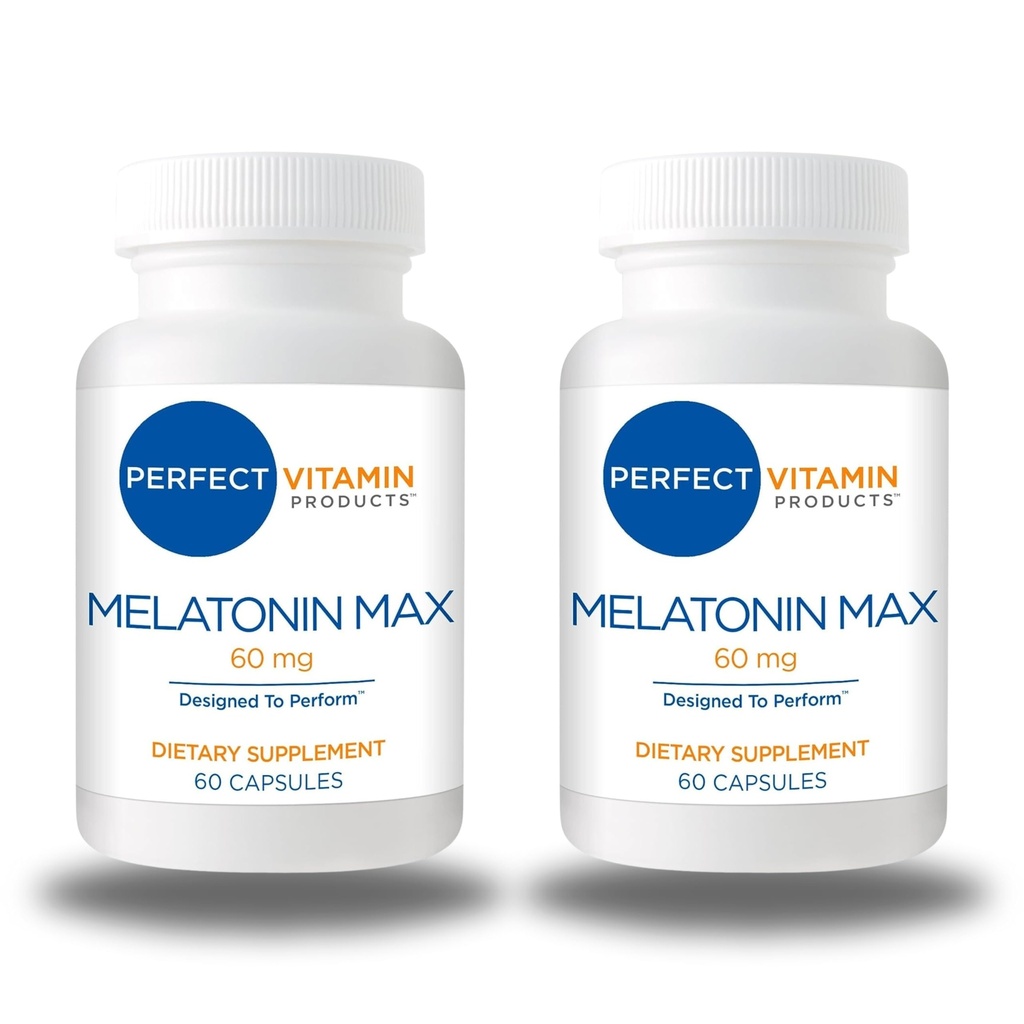 60mg Ekstra Kekuatan Melonatin MAX - Tinggi Dosage Melonatin Menghasilkan Sebuah Amply Suply Hormone Penting - 100% Drug -Free, Vegan, Non-GMO, Gluten-Free (120 Capsules 2- Pack)