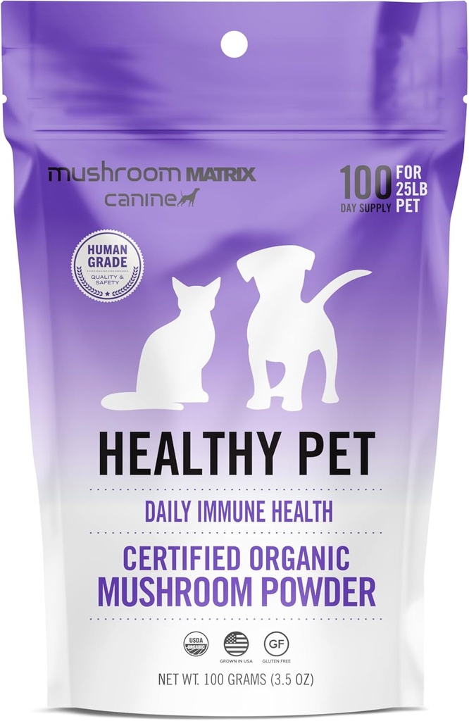 Om Mushroom Matrix Pet - Canine 124; Healthy Pet 124; USA Grown Human-Grams Grams Tingkat Organic Mushroom Powder Pet Suppplemen 124; Animational Imune Dukungan untuk Dogs & Cats 124; 100 Grams, 3.5 oz