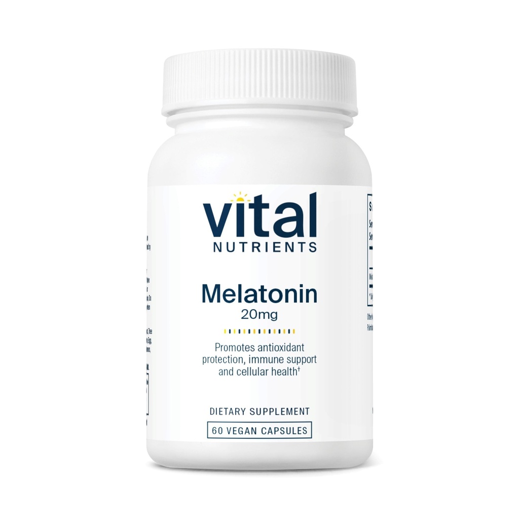 Visi Nutrients Melonatin 20mg 124; Vegan 124; Sleep Suplemen untuk Dupport The Body 's Natural Sleal Cycle * 126; Gluten, Dairy, Soy Free 124; 60 Capsules
