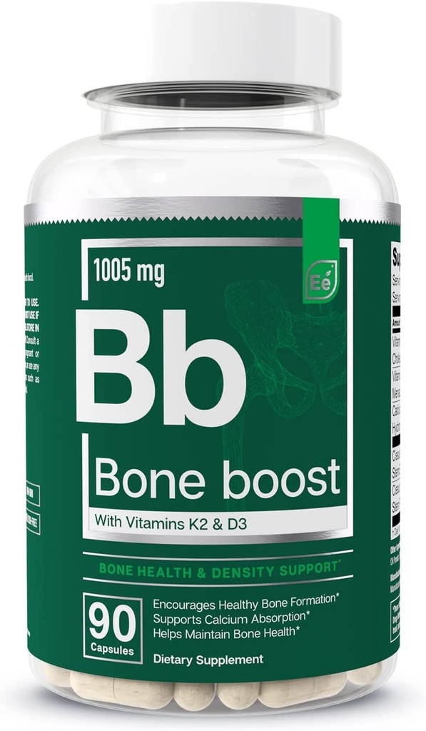Suplemen Bone Boost Bone - Pendukung Tulang dan Tambahan Kalsium dengan Vitamin D 3, K2, Klews Quadrangularis untuk Kekuatan Tulang - 90 Kapsul (30 Hari Suply)