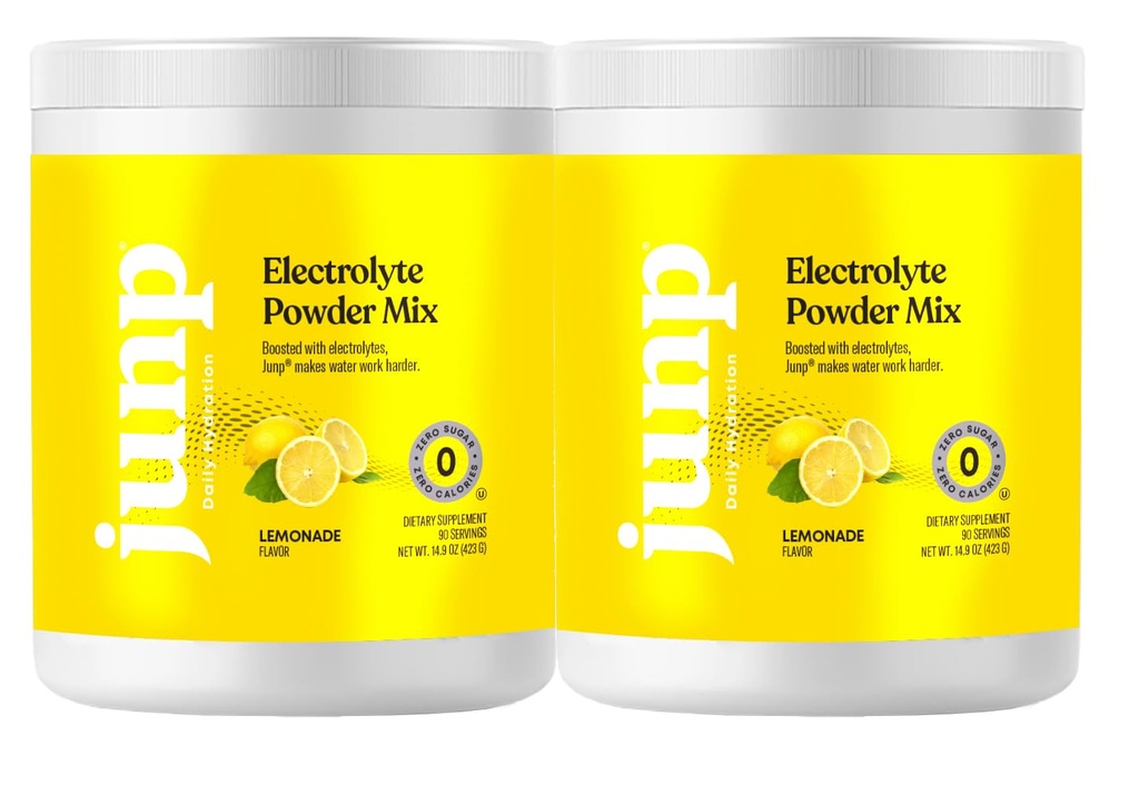 JUNP Electrolytes Powder No Sugar No Carbs - Fresh Squeezed Lemonade Drink Mix - Pottasium & Salt Electrolite Hydration Powder Zero Calorie Sugar Free Electrolite Quoder, Keto Friendly, 180 Servings
