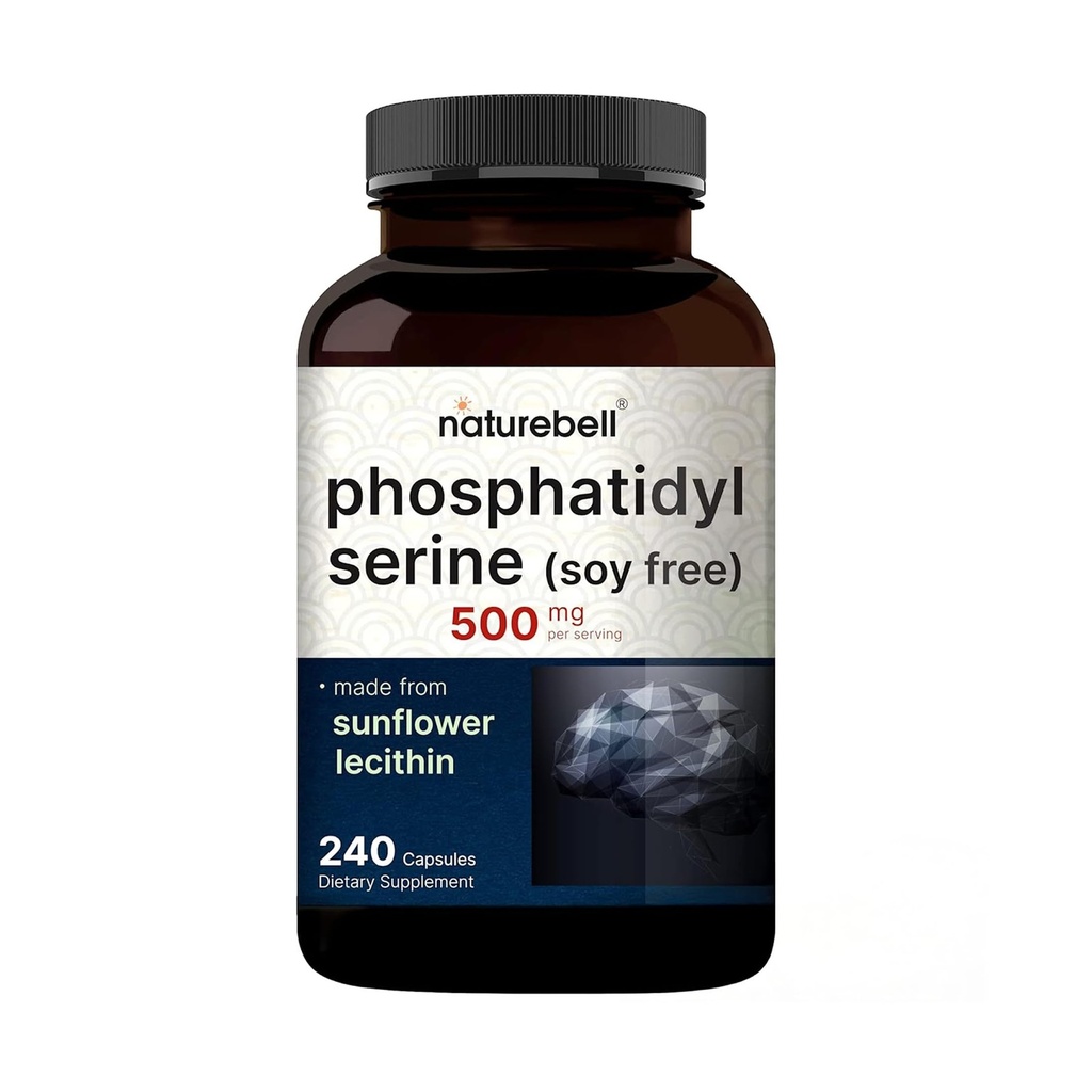 Suplemen PFoshatidylserine Ultra Kekuatan 500mg Per Serving, 240 Capsules 14; Soy Free, diturunkan dari Lensa Bunga Sunflower - Mendukung Fungsi Kesehatan Kognitif dan Otak - Non-GMO