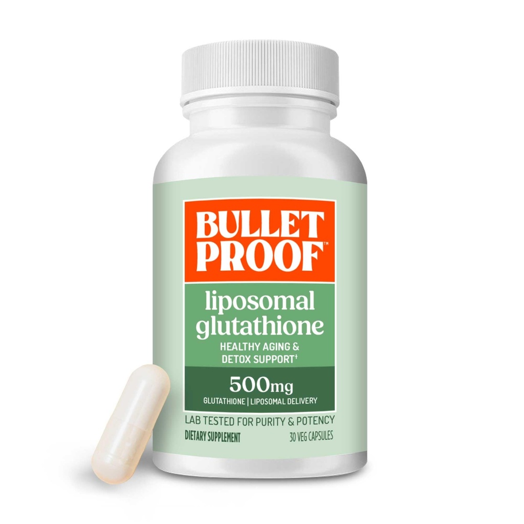Bulletproof Lipomal Glutathione Force Antioksidant Capsules, 30 Count, Suplemen Kesehatan Hati dan Dukungan Imune, 30 Hamba
