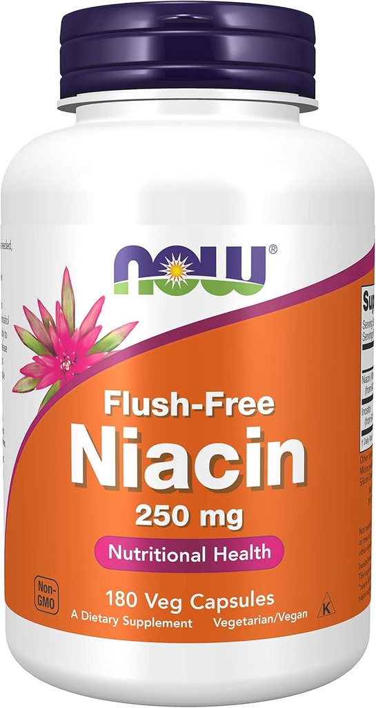 Niasin, FLUSH GRATIS 250 mg, 180 Caps oleh Sekarang Foods (Paket 3)