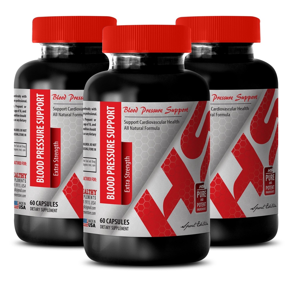 Suplemen Vitamin Energi untuk Perempuan - Tekanan Darah Dukungan - Ekstra Kekuatan - Energi Boost Pria - 3 Botol (180 Kapsul)