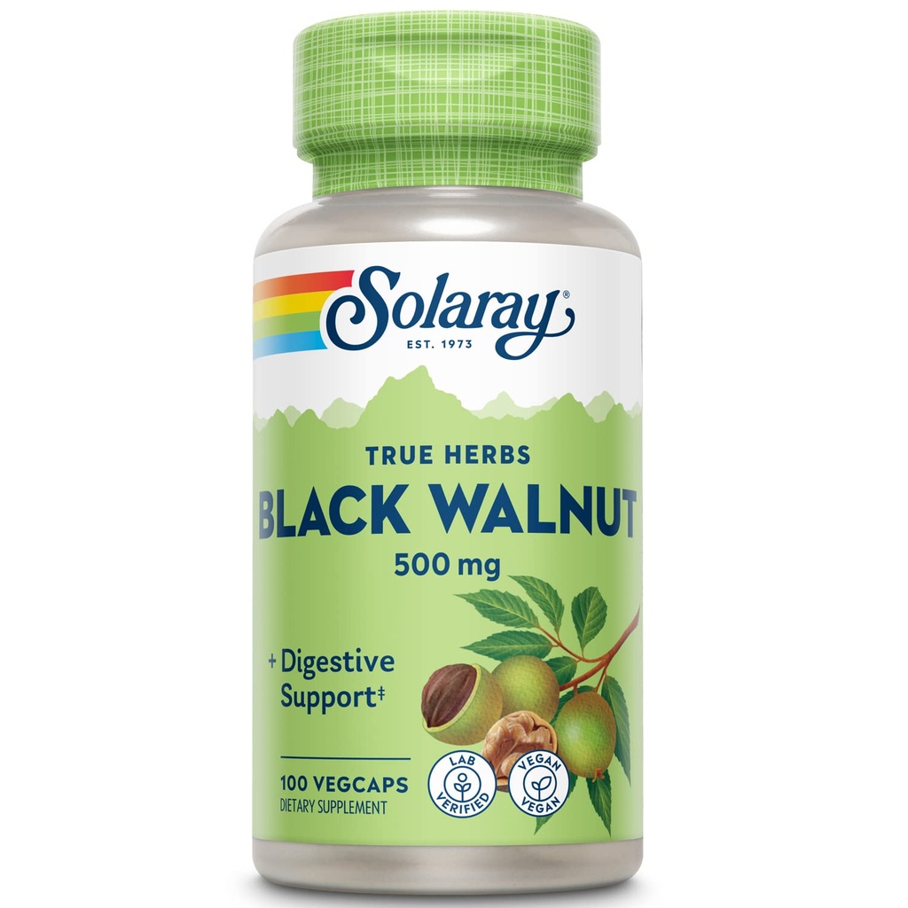 FLAARAY Black Walnut 500 mg - Whole Hull - Tradisional Herbal Dukung Formula - Non-GMO Verifikasi, Vegan, Lab Verifikasi - Garansi Hari - 100 Pelayan, 100 VevCaps